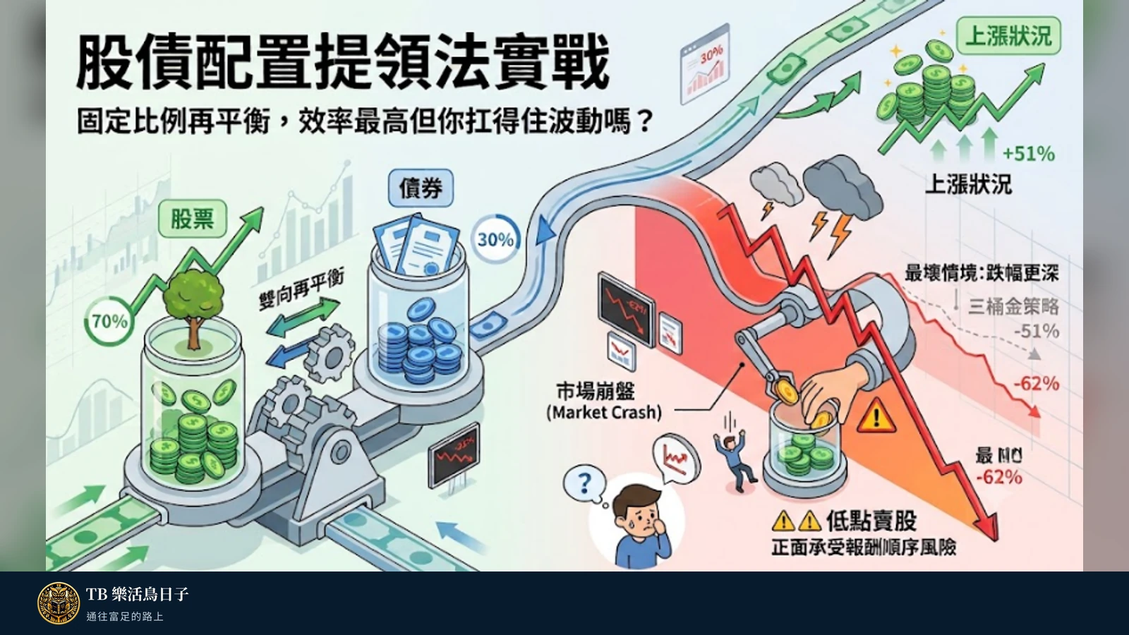 股債配置提領法實戰 - 固定比例再平衡，效率最高但你扛得住波動嗎？原標題圖