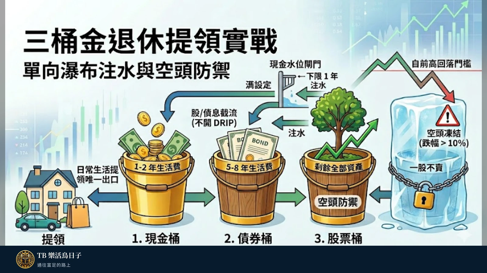三桶金退休提領實戰 - 單向瀑布注水與空頭防禦原標題圖